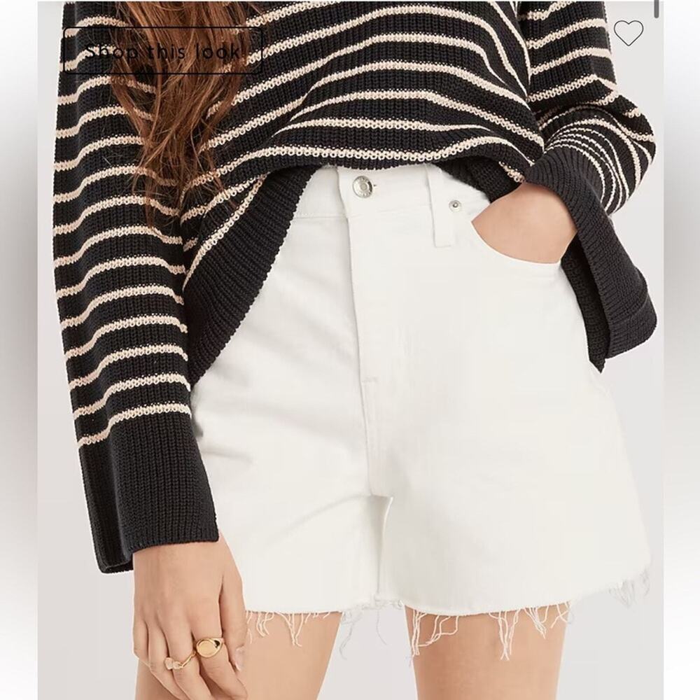 J. Crew High Rise Denim Jean Short in White Size 24 BF382 New